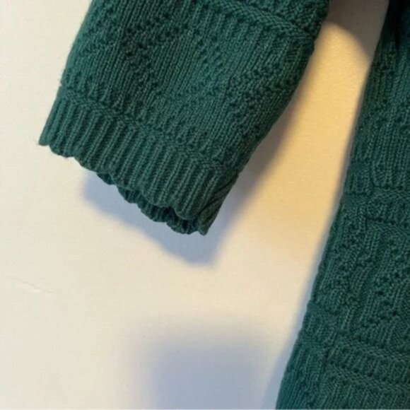 Vintage Forest Green Knitted Sweater with Scalloped Hem mock neck size large - Picture 4 of 7